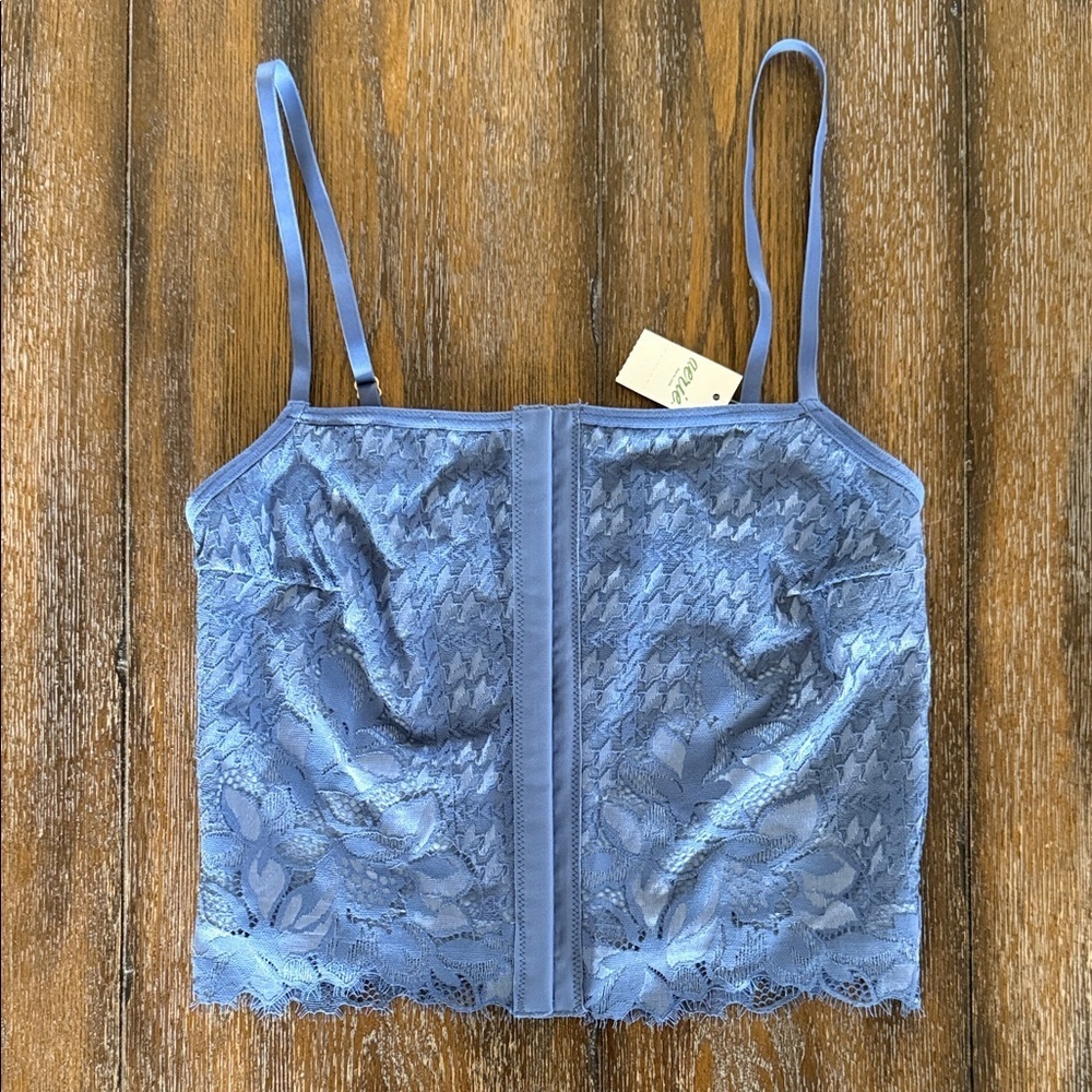 NWT Aerie Floral Lace Corset Top Blue Size XS